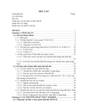 Luận án tiến sĩ hus tổng hợp đặc trưng tính chất của hệ vật liệu ti mcm 22 ti mcm 41 ti sba 15 trong phản ứng oxi hóa α pinen và etyl oleat luận án ts hóa học62 44 35 01