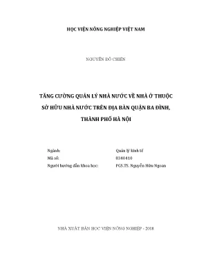 Luận văn thạc sĩ vnua tăng cường quản lý nhà nước về nhà ở thuộc sở hữu nhà nước trên địa bàn quận ba đình thành phố hà nội