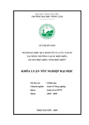 Luận văn thạc sĩ hay đánh giá hiệu quả kinh tế của cây cao su tại nông trường cao su điện biên huyện điện biên tỉnh điện biên