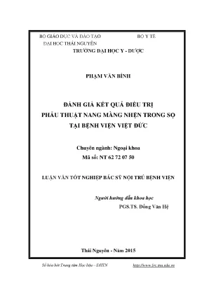 Luận văn thạc sĩ hay đánh giá kết quả điều trị phẫu thuật nang màng nhện trong sọ tại bệnh viện việt đức