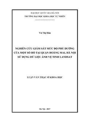 Luận văn thạc sĩ hus nghiên cứu giám sát mức độ phú dưỡng của một số hồ tại quận hoàng mai hà nội sử dụng dữ liệu ảnh vệ tinh landsat