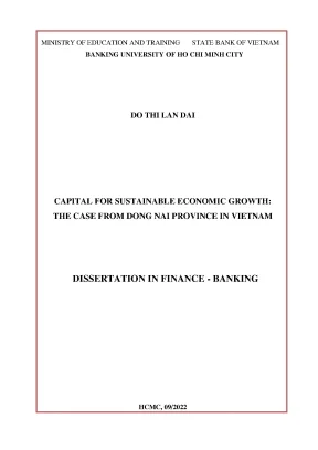 Luận án tiến sĩ vốn cho tăng trưởng kinh tế bền vững trường hợp nghiên cứu tại tỉnh đồng nai việt nam