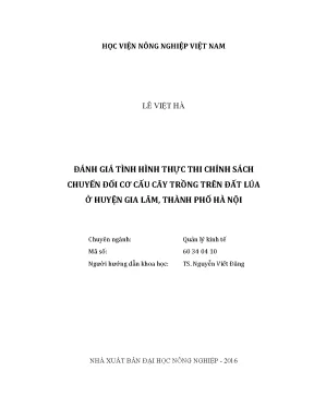 Luận văn thạc sĩ vnua đánh giá tình hình thực thi chính sách chuyển đổi cơ cấu cây trồng trên đất lúa ở huyện gia lâm thành phố hà nội