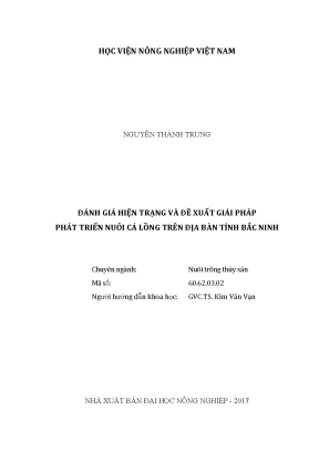 Luận văn thạc sĩ vnua đánh giá hiện trạng và đề xuất giải pháp phát triển nuôi cá lồng trên địa bàn tỉnh bắc ninh