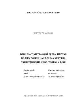 Luận văn thạc sĩ vnua đánh giá tình trạng dễ bị tổn thương do biến đổi khí hậu đến sản xuất lúa tại huyện nghĩa hưng tỉnh nam định
