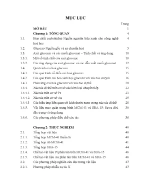 Luận án tiến sĩ hus nghiên cứu xúc tác platin vàng mang trên vật liệu mao quản trung bình mcm 41 sba 15 trong phản ứng oxi hóa glucozơ