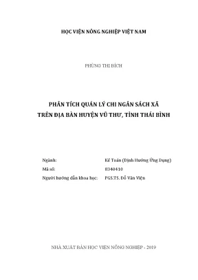Luận văn thạc sĩ vnua phân tích quản lý chi ngân sách xã trên địa bàn huyện vũ thư tỉnh thái bình