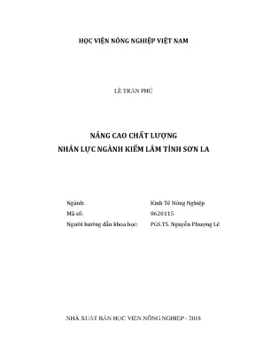 Luận văn thạc sĩ vnua nâng cao chất lượng nhân lực ngành kiểm lâm tỉnh sơn la