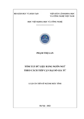 Luận án tiến sĩ tóm tắt dữ liệu bằng ngôn ngữ theo cách tiếp cận đại số gia tử