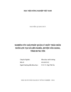 Luận văn thạc sĩ vnua nghiên cứu giải pháp quản lý chất thải chăn nuôi lợn tại xã liên nghĩa huyện văn giang tỉnh hưng yên