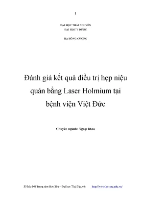 Luận văn thạc sĩ hay đánh giá kết quả điều trị hẹp niệu quản bằng laser holmium tại bệnh viện việt đức