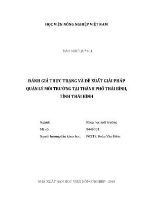 Luận văn thạc sĩ vnua đánh giá thực trạng và đề xuất giải pháp quản lý môi trường tại thành phố thái bình tỉnh thái bình