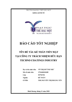 Khóa luận tốt nghiệp kế toán tiền mặt tại công ty tnhh techno coatings industry