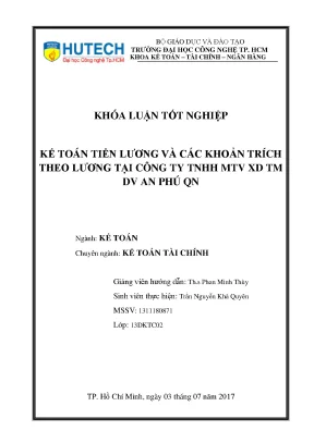 Luận văn thạc sĩ hay kế toán tiền lương và các khoản trích theo lương tại công ty tnhh mtv xd tm dv an phú qn