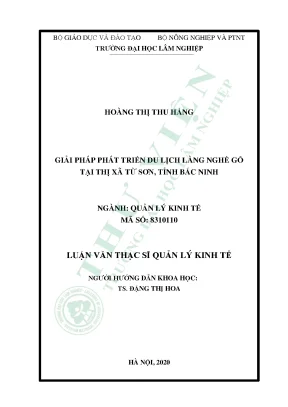 Luận văn thạc sĩ hay giải pháp phát triển du lịch làng nghề gỗ tại thị xã từ sơn tỉnh bắc ninh