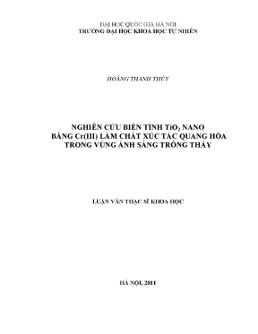 Luận văn thạc sĩ hus nghiên cứu biến tính tio2 nano bằng criii làm chất xúc tác quang hóa trong vùng ánh sáng trông thấy
