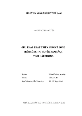 Luận văn thạc sĩ vnua giải pháp phát triển nuôi cá lồng trên sông tại huyện nam sách tỉnh hải dương