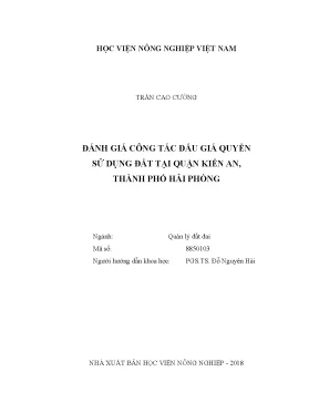 Luận văn thạc sĩ vnua đánh giá công tác đấu giá quyền sử dụng đất tại quận kiến an thành phố hải phòng