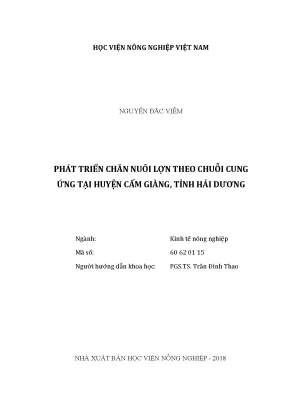 Luận văn thạc sĩ vnua phát triển chăn nuôi lợn theo chuỗi cung ứng tại huyện cẩm giàng tỉnh hải dương