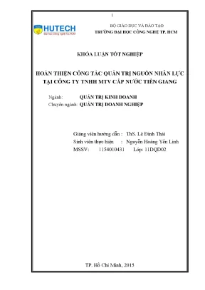 Luận văn thạc sĩ hay hoàn thiện công tác quản trị nguồn nhân lực tại công ty tnhh mtv cấp nước tiền giang