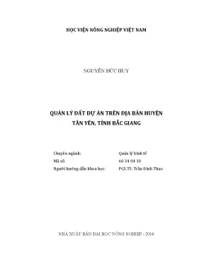 Luận văn thạc sĩ vnua quản lý đất dự án trên địa bàn huyện tân yên tỉnh bắc giang