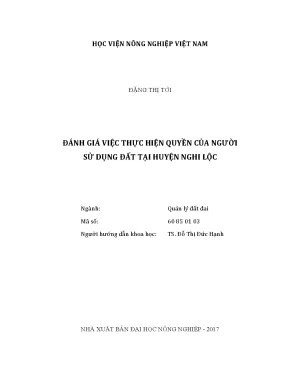 Luận văn thạc sĩ vnua đánh giá việc thực hiện quyền của người sử dụng đất tại huyện nghi lộc