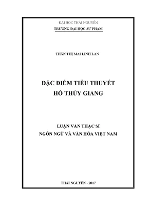 Luận văn thạc sĩ hay đặc điểm tiểu thuyết hồ thủy giang