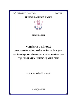 Luận án tiến sĩ nghiên cứu kết quả thay khớp háng toàn phần trên bệnh nhân hoại tử vô khuẩn chỏm xương đùi tại bệnh viện việt đức