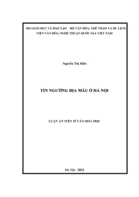 Luận án tiến sĩ tín ngưỡng địa mẫu ở hà nội