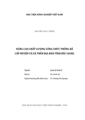 Luận văn thạc sĩ vnua nâng cao chất lượng công chức thống kê cấp huyện và xã trên địa bàn tỉnh bắc giang