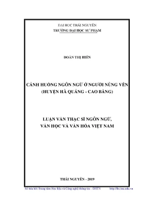 Luận văn thạc sĩ hay cảnh huống ngôn ngữ ở người nùng vẻn huyện hà quảng cao bằng