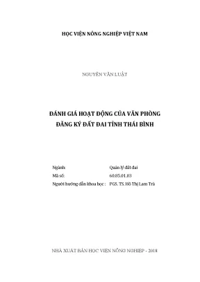 Luận văn thạc sĩ vnua đánh giá hoạt động của văn phòng đăng ký đất đai tỉnh thái bình