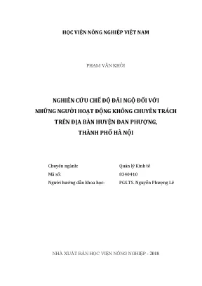 Luận văn thạc sĩ vnua nghiên cứu chế độ đãi ngộ đối với những hoạt động không chuyên trách trên địa bàn huyện đan phượng thành phố hà nội