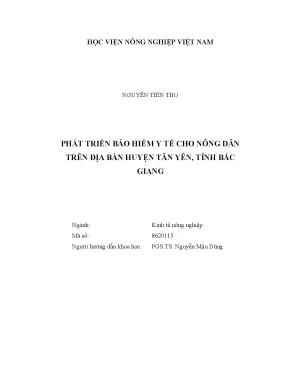 Luận văn thạc sĩ vnua phát triển bảo hiểm y tế cho nông dân trên địa bàn huyện tân yên tỉnh bắc giang