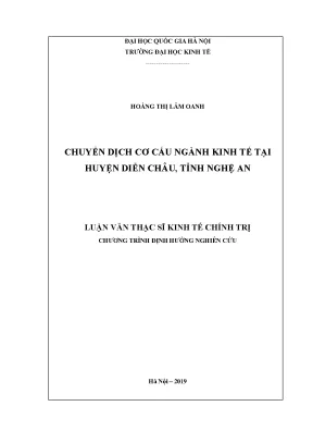 Luận văn thạc sĩ hay chuyển dịch cơ cấu ngành kinh tế tại huyện diễn châu tỉnh nghệ an