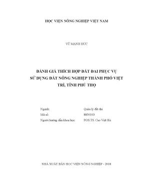 Luận văn thạc sĩ vnua đánh giá thích hợp đất đai phục vụ sử dụng đất nông nghiệp thành phố việt trì tỉnh phú thọ