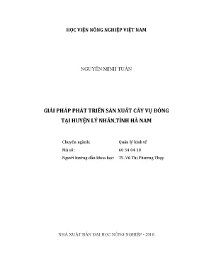 Luận văn thạc sĩ vnua giải pháp phát triển sản xuất cây vụ đông tại huyện lý nhân tỉnh hà nam