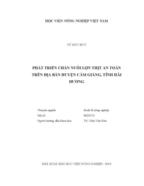 Luận văn thạc sĩ vnua phát triển chăn nuôi lợn thịt an toàn trên địa bàn huyện cẩm giàng tỉnh hải dương