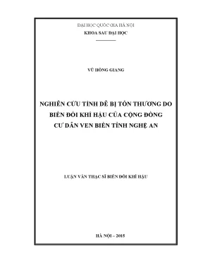 Luận văn thạc sĩ hus nghiên cứu tính dễ bị tổn thương do biến đổi khí hậu của cộng đồng cư dân ven biển tỉnh nghệ an