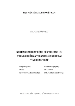 Luận văn thạc sĩ vnua nghiên cứu hoạt động của thương lái trong chuỗi giá trị gạo xuất khẩu tại tỉnh đồng tháp