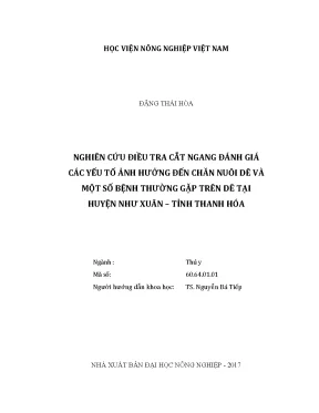 Luận văn thạc sĩ vnua nghiên cứu điều tra cắt ngang đánh giá các yếu tố ảnh hưởng đến chăn nuôi dê và một số bệnh thường gặp trên dê tại huyện như xuân tỉnh thanh hóa