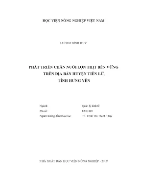 Luận văn thạc sĩ vnua giải pháp chăn nuôi lợn thịt bền vững trên địa bàn huyện tiên lữ tỉnh hưng yên