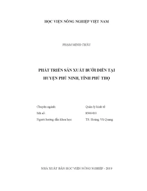 Luận văn thạc sĩ vnua phát triển sản xuất bưởi diễn tại huyện phù ninh tỉnh phú thọ