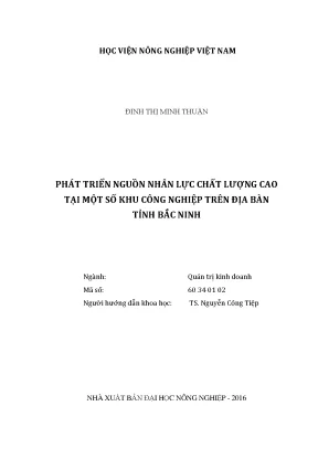 Luận văn thạc sĩ vnua phát triển nguồn nhân lực chất lượng cao tại một số khu công nghiệp trên địa bàn tỉnh bắc ninh