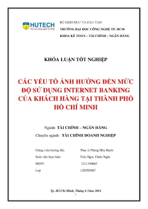 Luận văn thạc sĩ hay các yếu tố ảnh hưởng đến mức độ sử dụng internet banking của khách hàng tại thành phố hồ chí minh