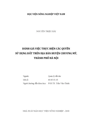 Luận văn thạc sĩ vnua đánh giá việc thực hiện các quyền sử dụng đất trên địa bàn huyện chương mỹ thành phố hà nội