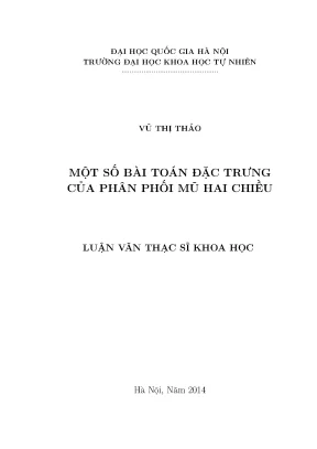 Luận văn thạc sĩ hus một số bài toán đặc trưng của phân phối mũ hai chiều