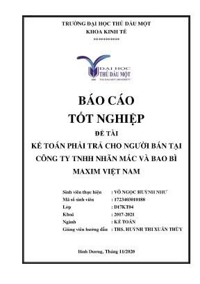 Khóa luận tốt nghiệp kế toán phải trả cho người bán tại công ty tnhh nhãn mác và bao bì maxim việt nam