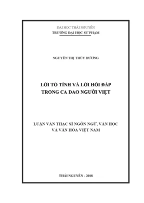 Luận văn thạc sĩ hay lời tỏ tình và lời hồi đáp trong ca dao người việt