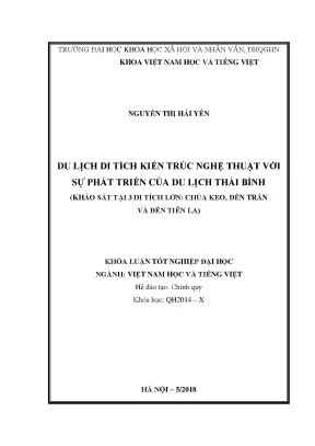 Luận văn thạc sĩ hay du lịch di tích kiến trúc nghệ thuật với sự phát triển của du lịch thái bình